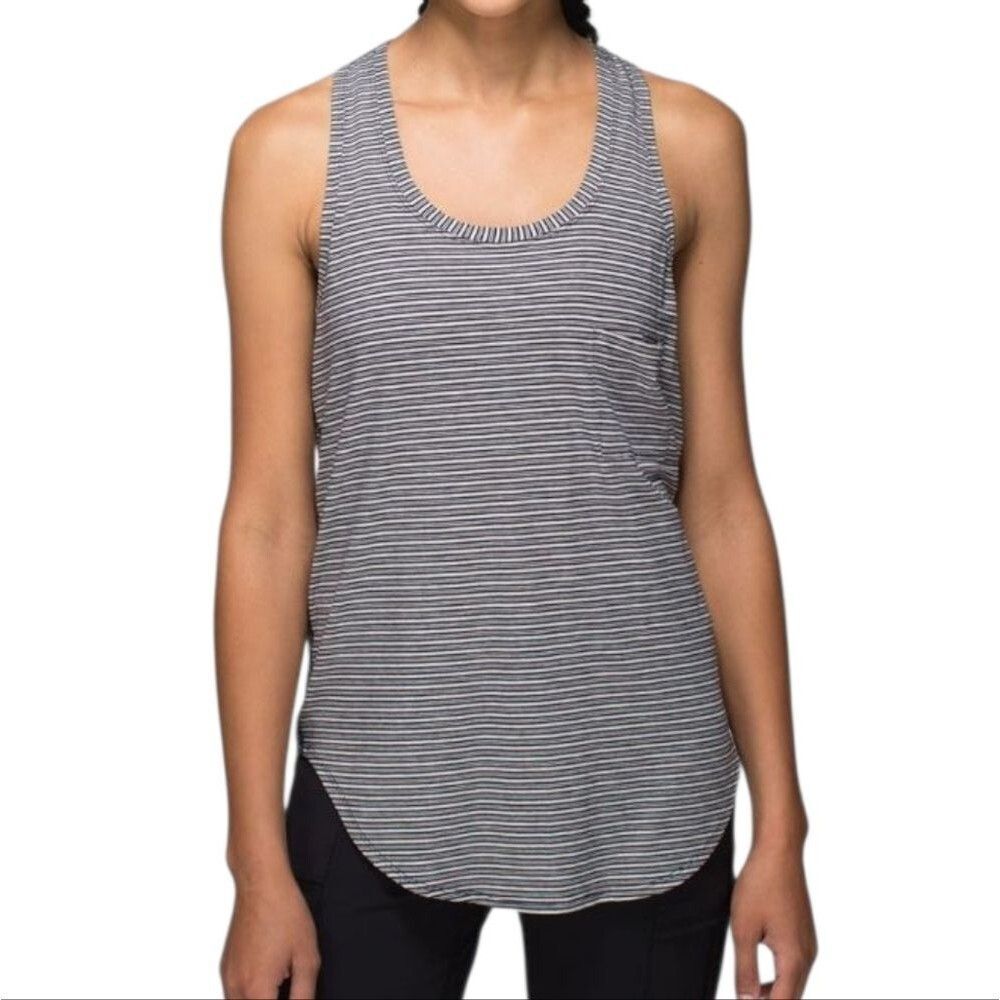 Lululemon Yogi Racerback - Pin Stripe Heathered Inkwell/Mojave Tan